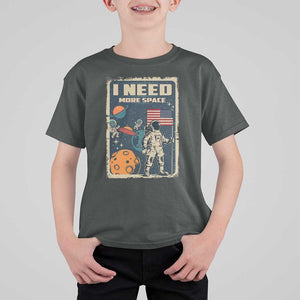 Funny I Need More Space T Shirt For Kid Retro Astronaut Spaceship Star Planets TS11 Dark Heather Print Your Wear