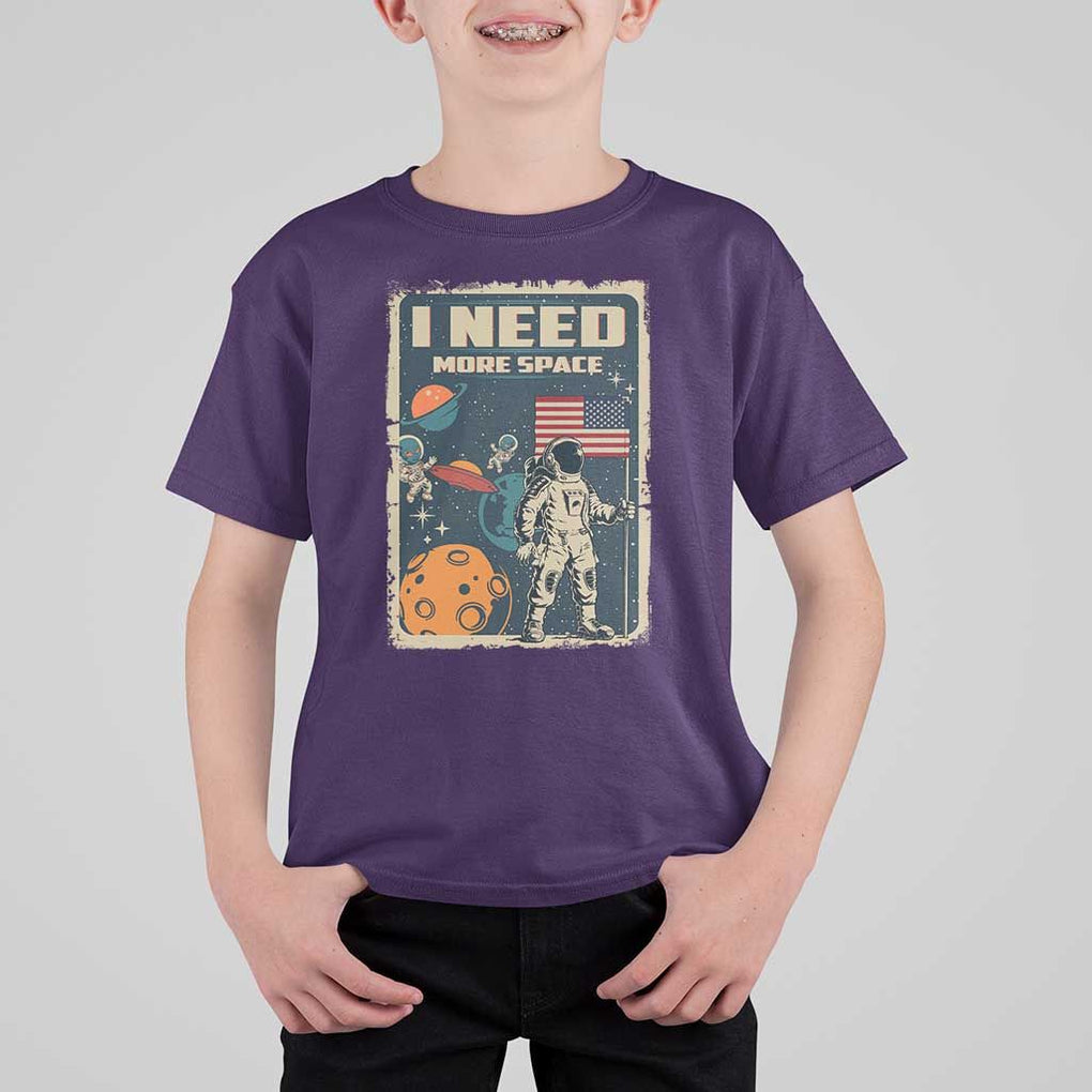 Funny I Need More Space T Shirt For Kid Retro Astronaut Spaceship Star Planets TS11 Purple Print Your Wear