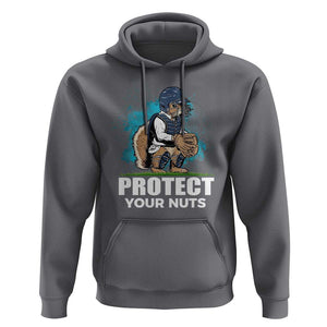 Funny Baseball Squirrel Hoodie Protect Your Nuts Catcher TS11 Charcoal Print Your Wear