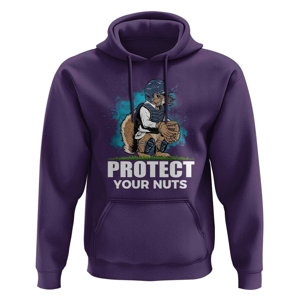 Funny Baseball Squirrel Hoodie Protect Your Nuts Catcher TS11 Purple Print Your Wear