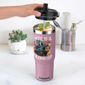 Funny WTF Is A Kilometer Flip Straw Tumbler Patriotic American Freedom George Washington TS11 One Size: 30 oz Light Pink Print Your Wear