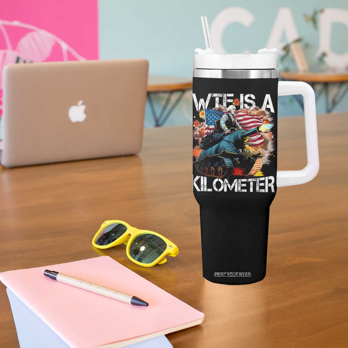 Funny WTF Is A Kilometer Tumbler With Handle Patriotic American Freedom George Washington TS11 Print Your Wear