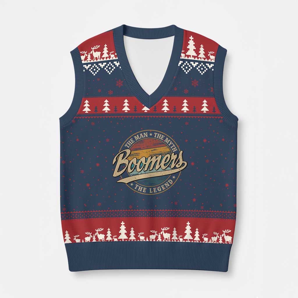 Boomers The Man The Myth The Legend V-Neck Knit Sweater Vest Retro Baby Boomers Generation TS11 Navy Red Print Your Wear