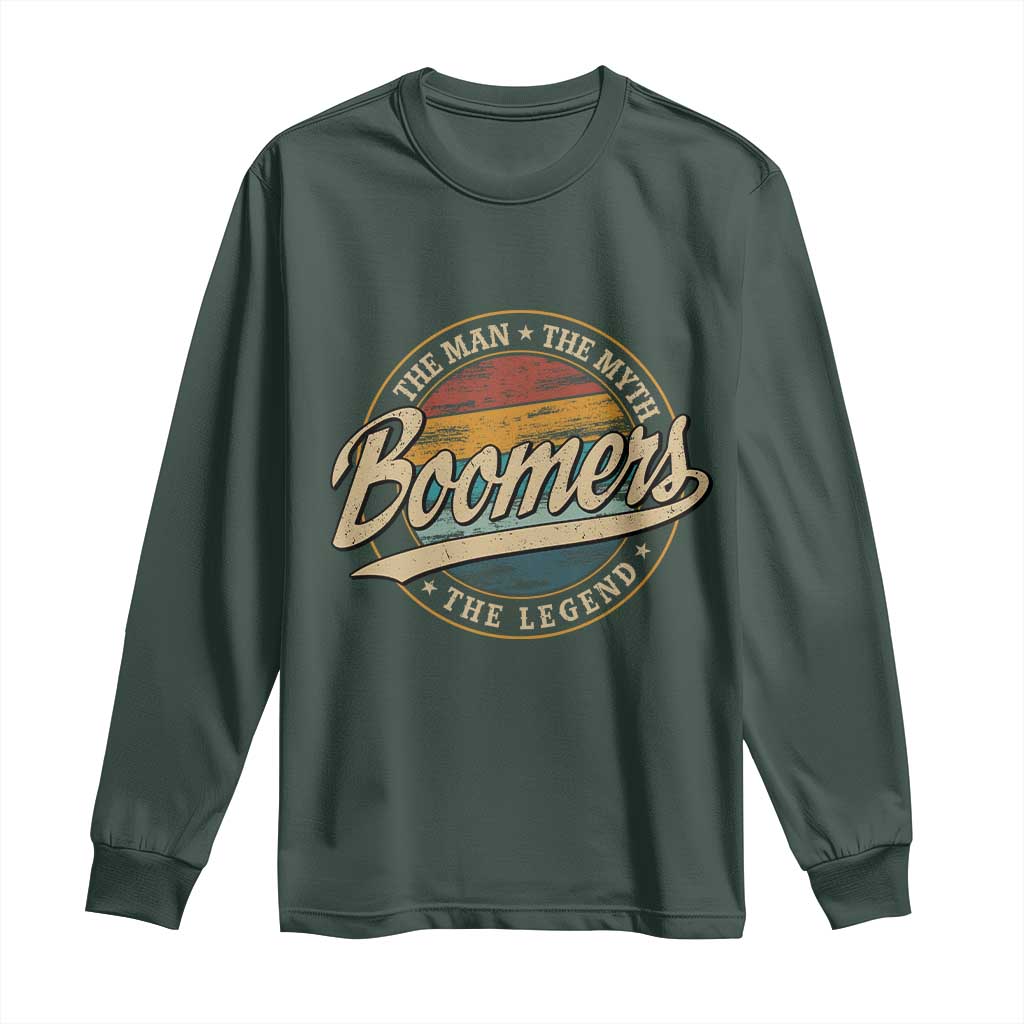 Boomers The Man The Myth The Legend Long Sleeve Shirt Retro Baby Boomers Generation TS11 Dark Forest Green Print Your Wear