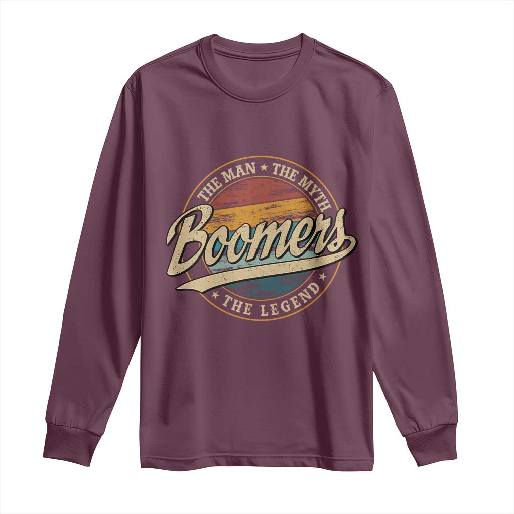 Boomers The Man The Myth The Legend Long Sleeve Shirt Retro Baby Boomers Generation TS11 Maroon Print Your Wear