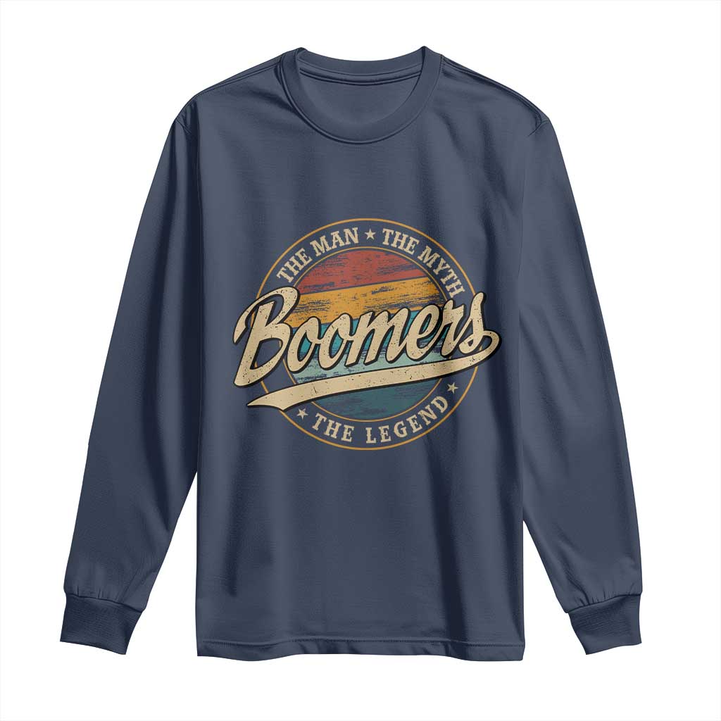 Boomers The Man The Myth The Legend Long Sleeve Shirt Retro Baby Boomers Generation TS11 Navy Print Your Wear