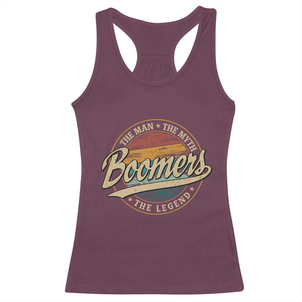 Boomers The Man The Myth The Legend Racerback Tank Top Retro Baby Boomers Generation TS11 Maroon Print Your Wear