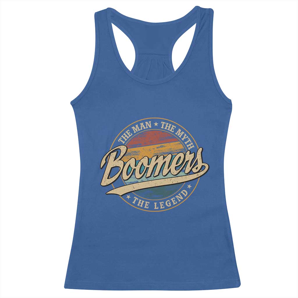 Boomers The Man The Myth The Legend Racerback Tank Top Retro Baby Boomers Generation TS11 Royal Blue Print Your Wear