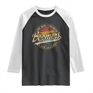 Boomers The Man The Myth The Legend Raglan Shirt Retro Baby Boomers Generation TS11 Black White Print Your Wear