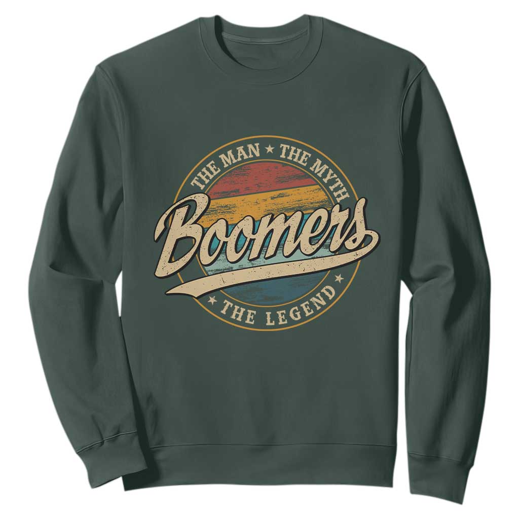 Boomers The Man The Myth The Legend Sweatshirt Retro Baby Boomers Generation TS11 Dark Forest Green Print Your Wear