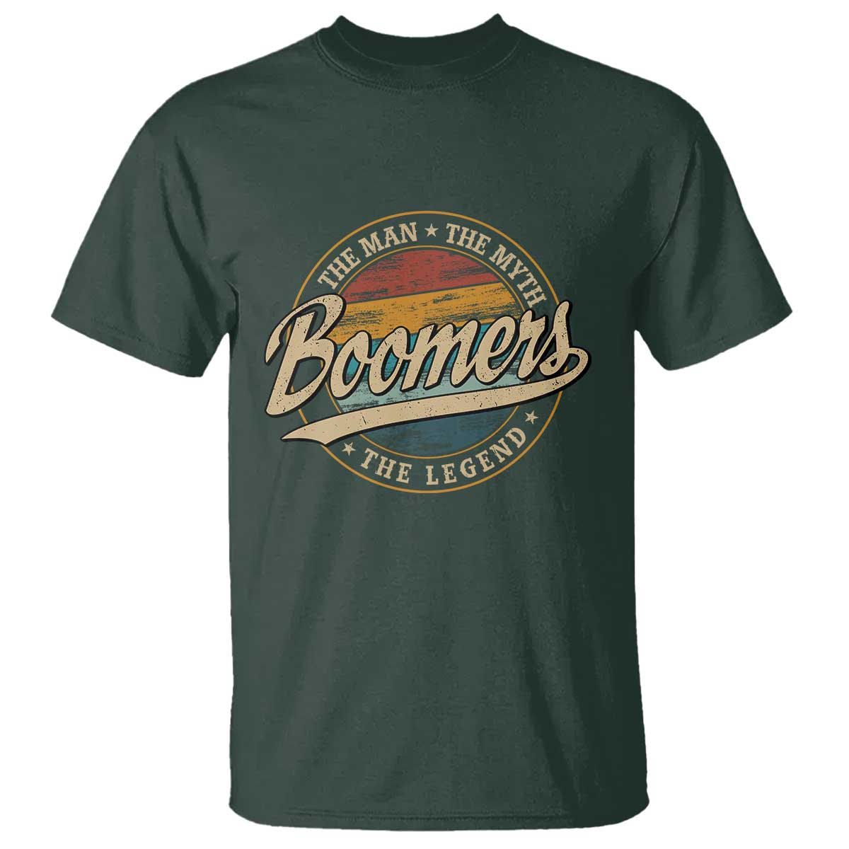 Boomers The Man The Myth The Legend T Shirt Retro Baby Boomers Generation TS11 Dark Forest Green Print Your Wear