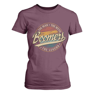 Boomers The Man The Myth The Legend T Shirt For Women Retro Baby Boomers Generation TS11 Maroon Print Your Wear