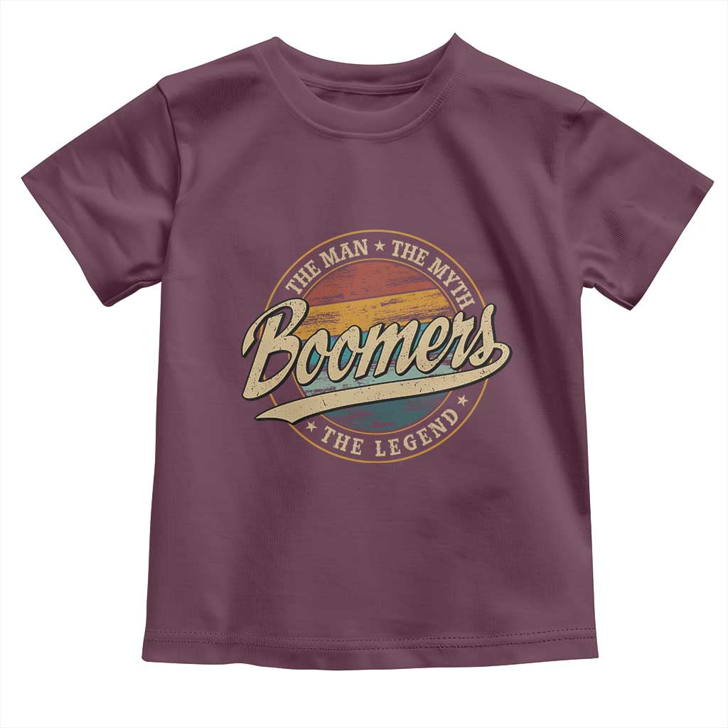 Boomers The Man The Myth The Legend Toddler T Shirt Retro Baby Boomers Generation TS11 Maroon Print Your Wear