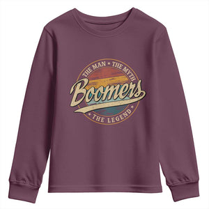 Boomers The Man The Myth The Legend Youth Sweatshirt Retro Baby Boomers Generation TS11 Maroon Print Your Wear