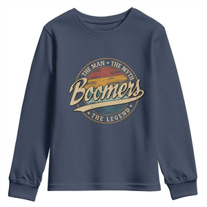 Boomers The Man The Myth The Legend Youth Sweatshirt Retro Baby Boomers Generation TS11 Navy Print Your Wear