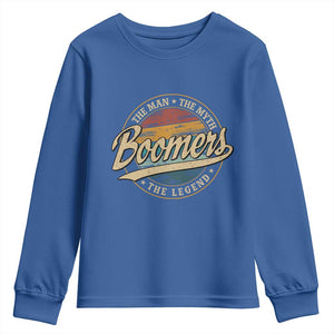 Boomers The Man The Myth The Legend Youth Sweatshirt Retro Baby Boomers Generation TS11 Royal Blue Print Your Wear