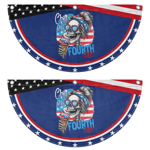Funny Chill The Fourth Out 4th Of July Patriotic Fan Flag Skeleton Popsicle US Flag