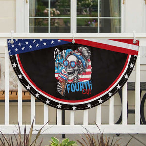 Funny Chill The Fourth Out 4th Of July Patriotic Fan Flag Skeleton Popsicle US Flag