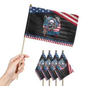 Funny Chill The Fourth Out 4th Of July Patriotic Handheld Flag Skeleton Popsicle US Flag TS11 Print Your Wear