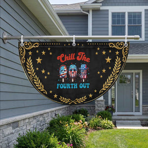 Funny Chill The Fourth Out Patriotic Fan Flag 4th of July Horror Movie Popsicle Mask USA Flag