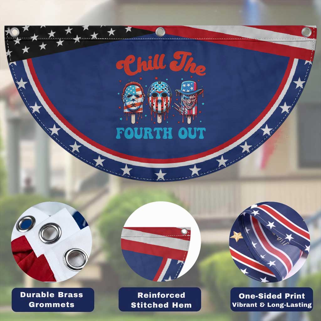Funny Chill The Fourth Out Patriotic Fan Flag 4th of July Horror Movie Popsicle Mask USA Flag