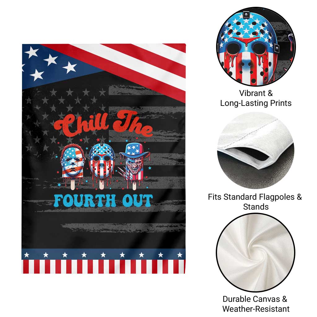 Funny Chill The Fourth Out Garden Flag 4th of July Horror Movie Popsicle Mask USA Flag TS11 Print Your Wear