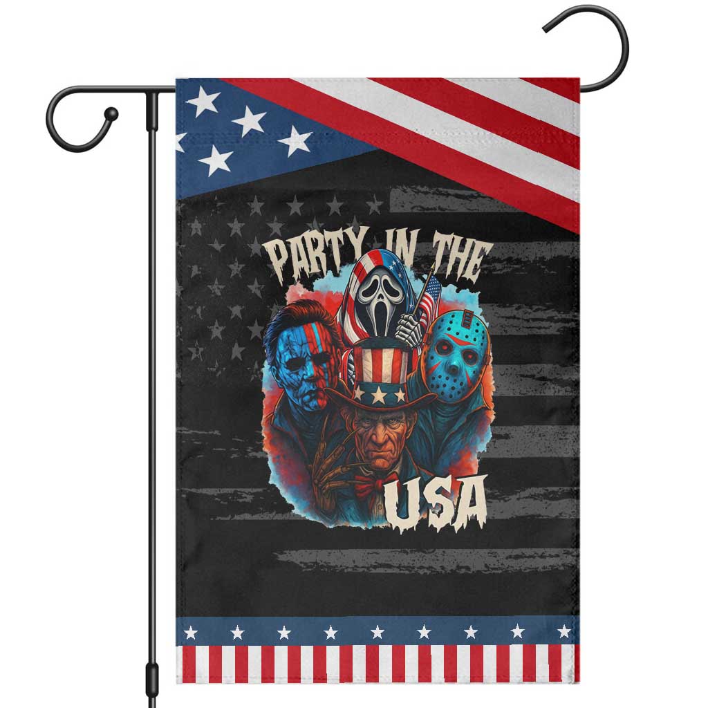 Funny Creepy 4th Of July Party In The USA Garden Flag 4th Of July Horror Movie Independence Day TS11 Distressed Black Blue Print Your Wear