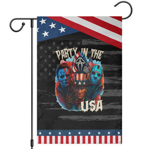 Funny Creepy 4th Of July Party In The USA Garden Flag 4th Of July Horror Movie Independence Day TS11 Distressed Black Blue Print Your Wear