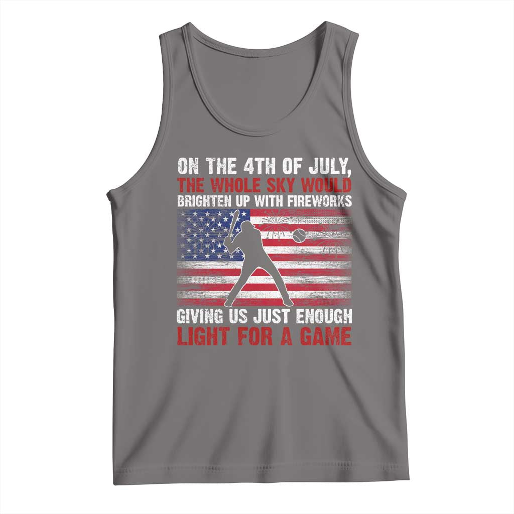Funny 4th Of July Baseball Tank Top The Whole Sky Would Brighten Up With Fireworks American Flag TS11 Deep Heather Print Your Wear