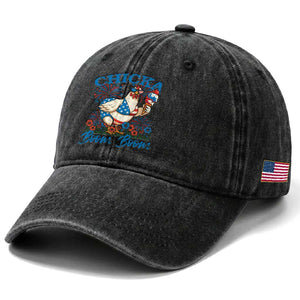 Funny Chicka Boom Boom 4th Of July Washed Cotton Baseball Cap Patriotic Farmers Chicken Lover TS11 Print Your Wear