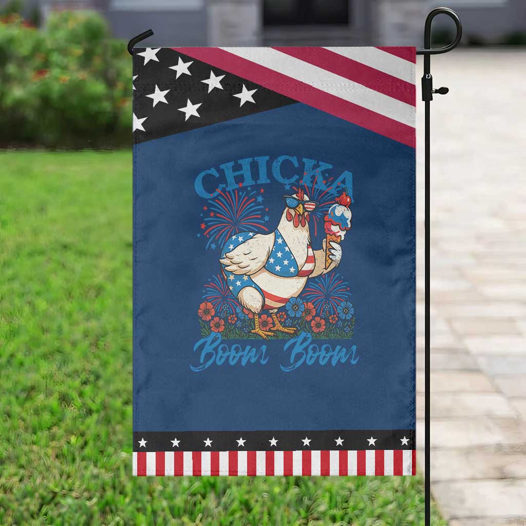 Funny Chicka Boom Boom 4th Of July Garden Flag Patriotic Farmers Chicken Lover TS11 Classic Blue Black Print Your Wear