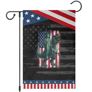 Funny Dinosaur Statue Of Liberty 4th Of July Garden Flag American Flag TS11 Distressed Black Blue Print Your Wear