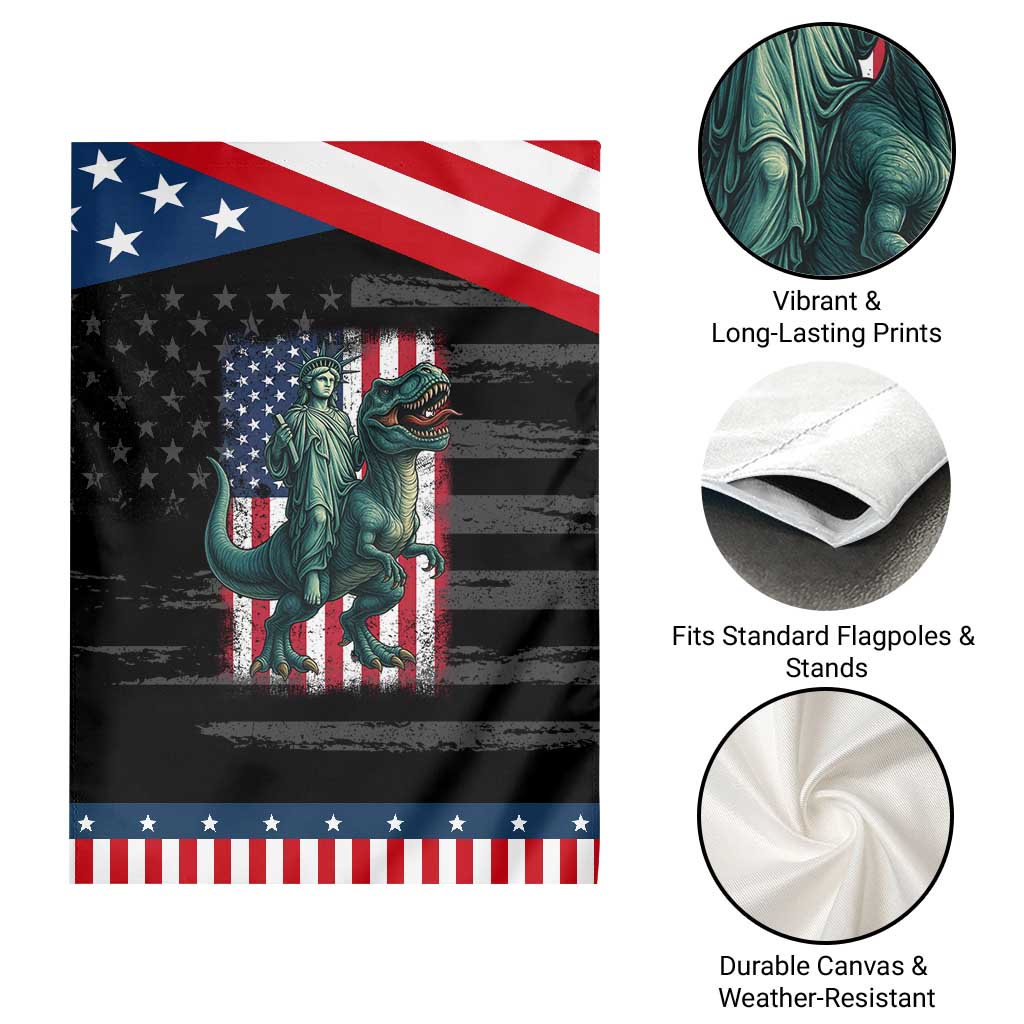 Funny Dinosaur Statue Of Liberty 4th Of July Garden Flag American Flag TS11 Print Your Wear