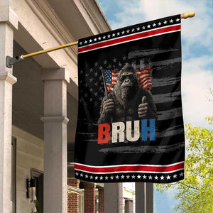 Funny 4th Of July Bigfoot Bruh Garden Flag Patriotic Sasquatch American US Flag TS11 Distressed Black Red Print Your Wear