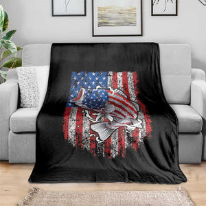 Funny Bass Fish Fishing Vintage American Flag Patriotic Throw Blanket TS11 Print Your Wear