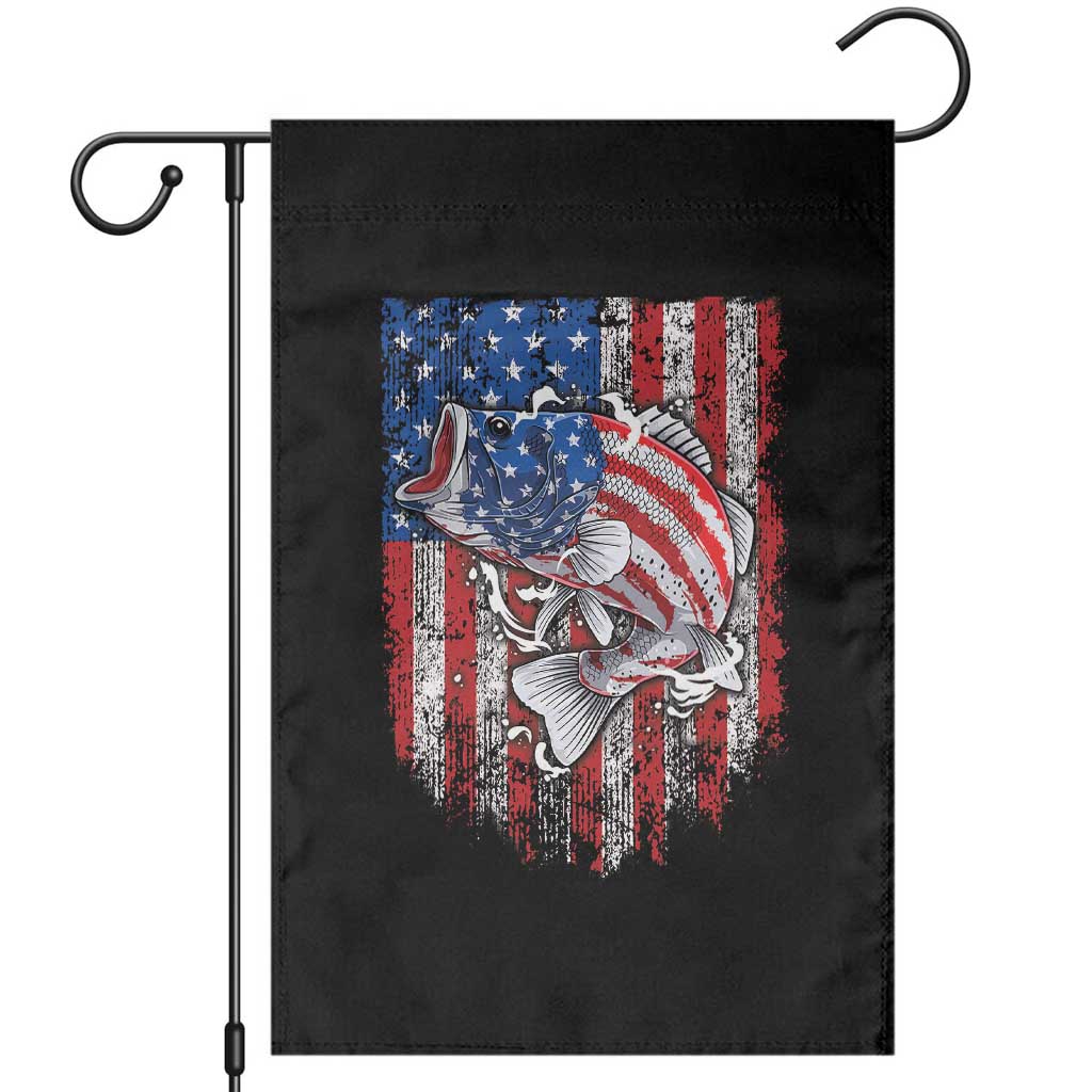 Funny Bass Fish Fishing Vintage American Flag Patriotic Garden Flag TS11 Black Print Your Wear