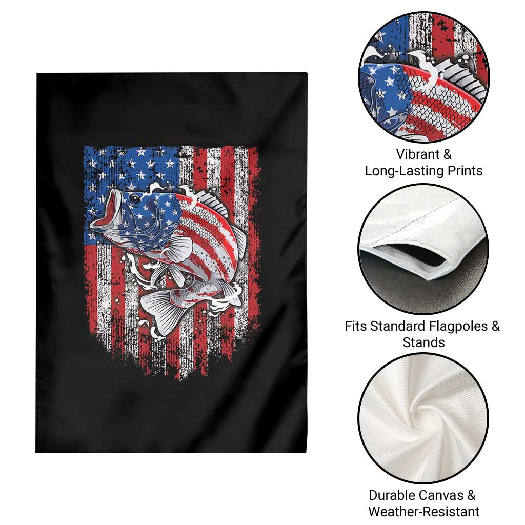 Funny Bass Fish Fishing Vintage American Flag Patriotic Garden Flag TS11 Print Your Wear