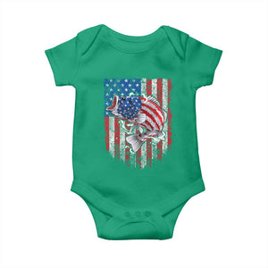 Funny Bass Fish Fishing Vintage American Flag Patriotic Baby Onesie TS11 Irish Green Print Your Wear