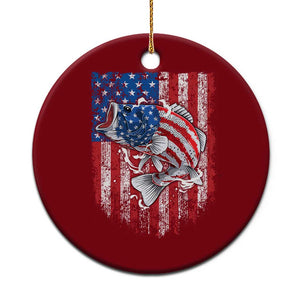 Funny Bass Fish Fishing Vintage American Flag Patriotic Ceramic Ornament TS11 1pc Red Print Your Wear