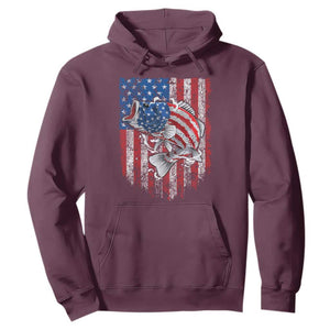 Funny Bass Fish Fishing Vintage American Flag Patriotic Hoodie TS11 Maroon Print Your Wear