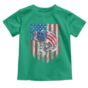 Funny Bass Fish Fishing Vintage American Flag Patriotic Toddler T Shirt TS11 Irish Green Print Your Wear