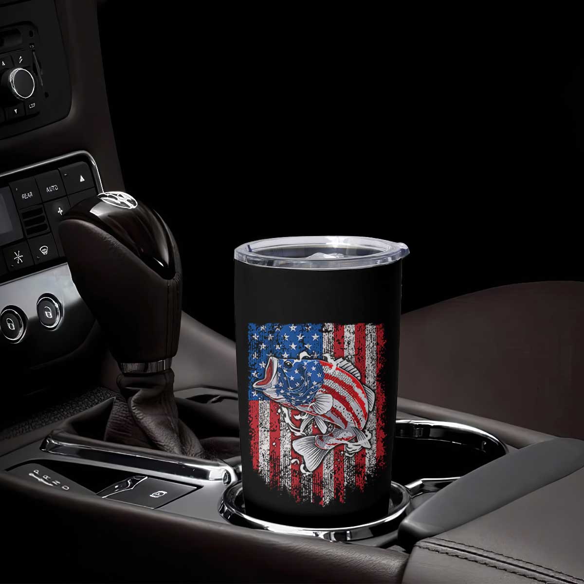 Funny Bass Fish Fishing Vintage American Flag Patriotic Tumbler Cup TS11 Print Your Wear