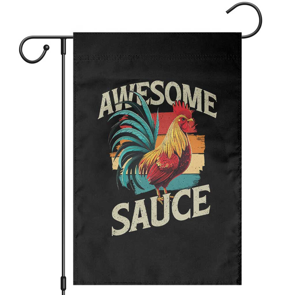 Funny Awesome Sauce Rooster Garden Flag Vintage Retro Chicken TS11 Black Print Your Wear