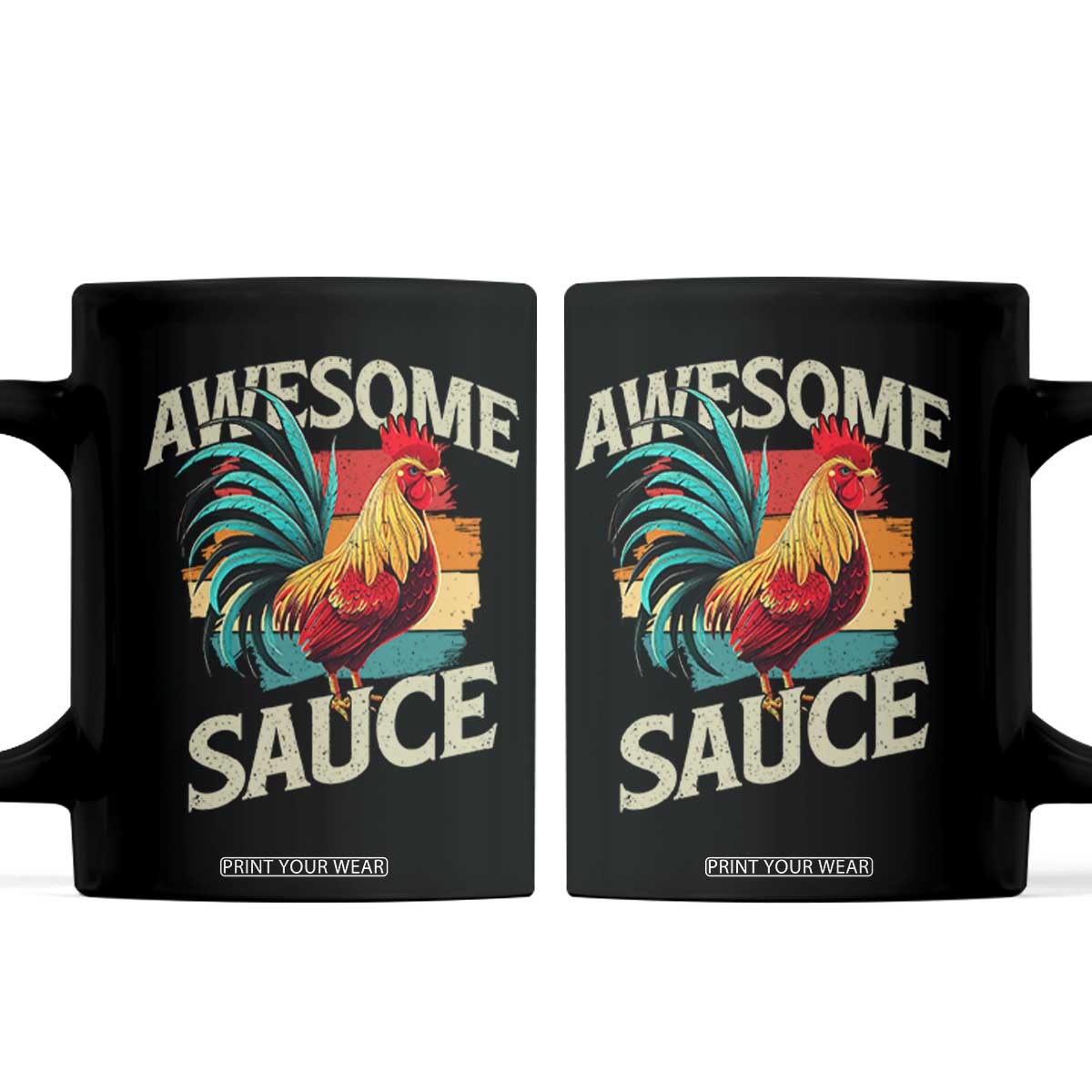 Funny Awesome Sauce Rooster Coffee Mug Vintage Retro Chicken TS11 Black Print Your Wear
