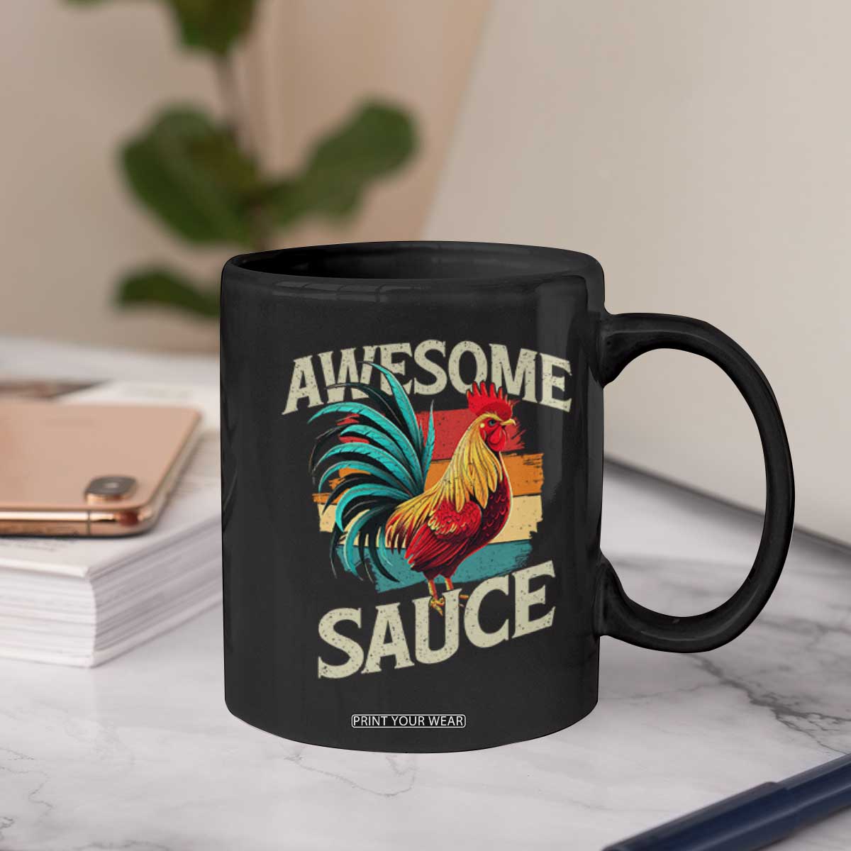 Funny Awesome Sauce Rooster Coffee Mug Vintage Retro Chicken TS11 Print Your Wear