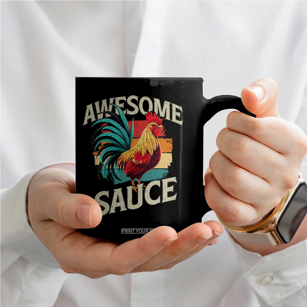 Funny Awesome Sauce Rooster Coffee Mug Vintage Retro Chicken TS11 Print Your Wear
