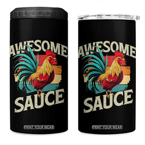 Funny Awesome Sauce Rooster 4 in 1 Can Cooler Tumbler Vintage Retro Chicken TS11 One Size: 16 oz Black Print Your Wear