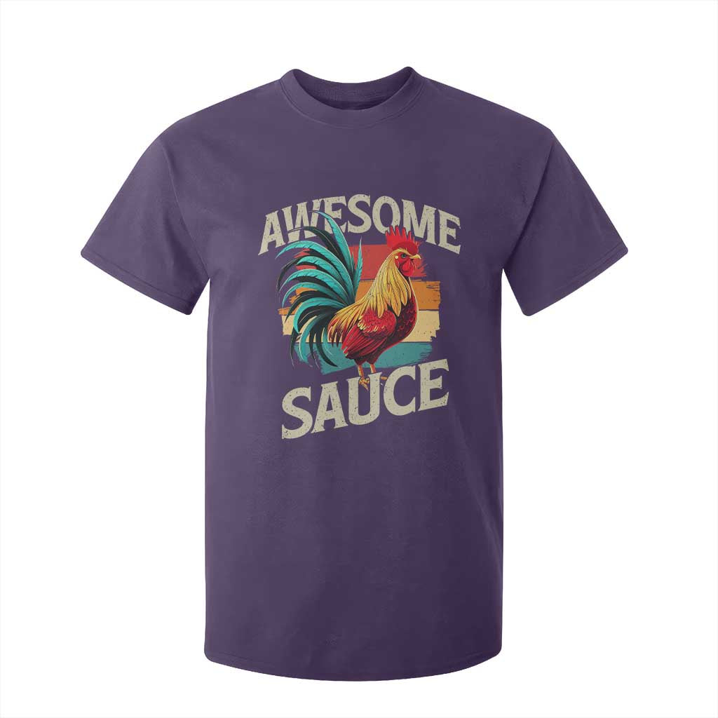 Funny Awesome Sauce Rooster T Shirt For Kid Vintage Retro Chicken TS11 Purple Print Your Wear