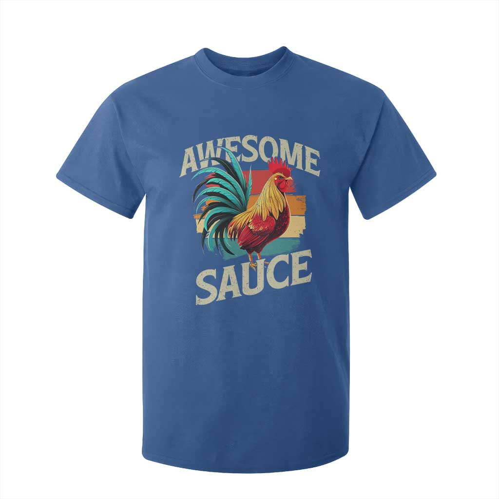 Funny Awesome Sauce Rooster T Shirt For Kid Vintage Retro Chicken TS11 Royal Blue Print Your Wear