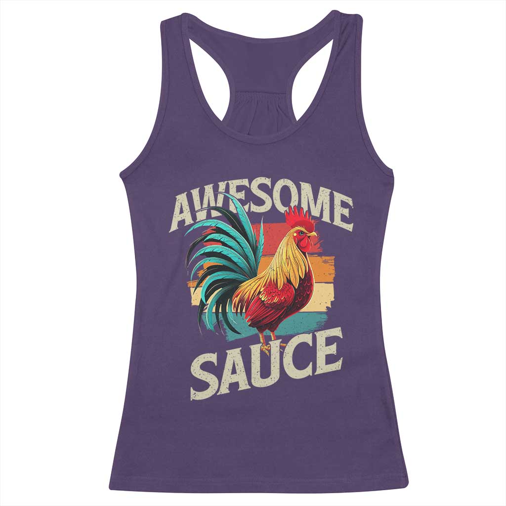 Funny Awesome Sauce Rooster Racerback Tank Top Vintage Retro Chicken TS11 Purple Print Your Wear